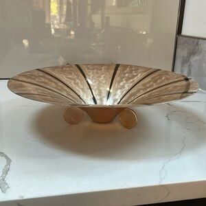 WMF Ikora Silverpate Goldtone Aluminum Black Enamel Tri Footed Platter